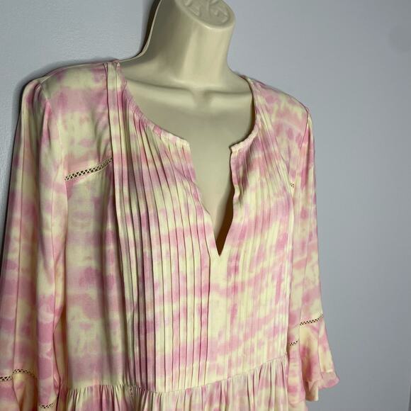Julie‎ Brown NYC Cool Whip Rocky Pintuck V Neck Mini Dress Pink Coastal Relax L - Picture 8 of 16